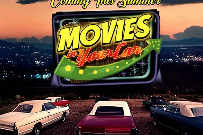 A flyer advertising the Movies In Your Car drive-in theater in Queens